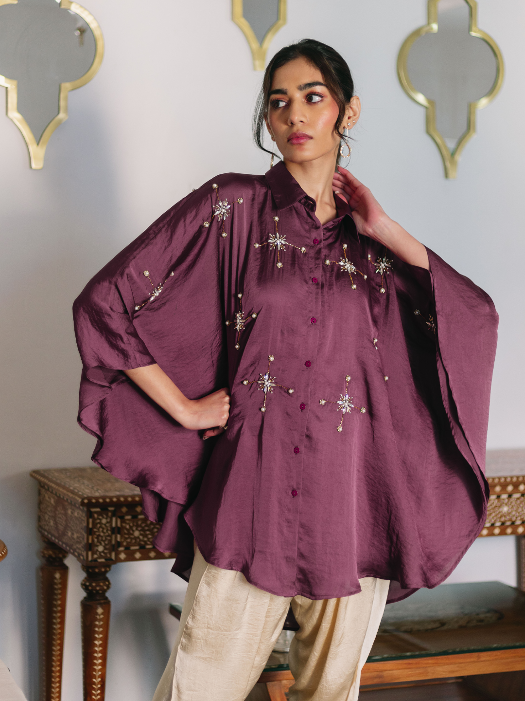 Psyna presents poncho exclusive stylish kaftan cotton designer kurti pent  set collection